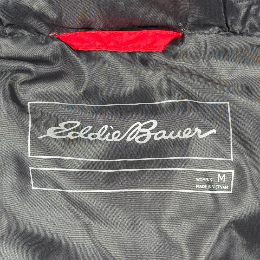 Eddie Bauer Down Puffer Vest Womens M Red Faux Fur‎ Hood Zip Quilted - Picture 6 of 10